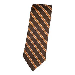 BARBA 7fold Men's 100% Silk Necktie LUXURY Tie Brown Striped W:3.7" EUC